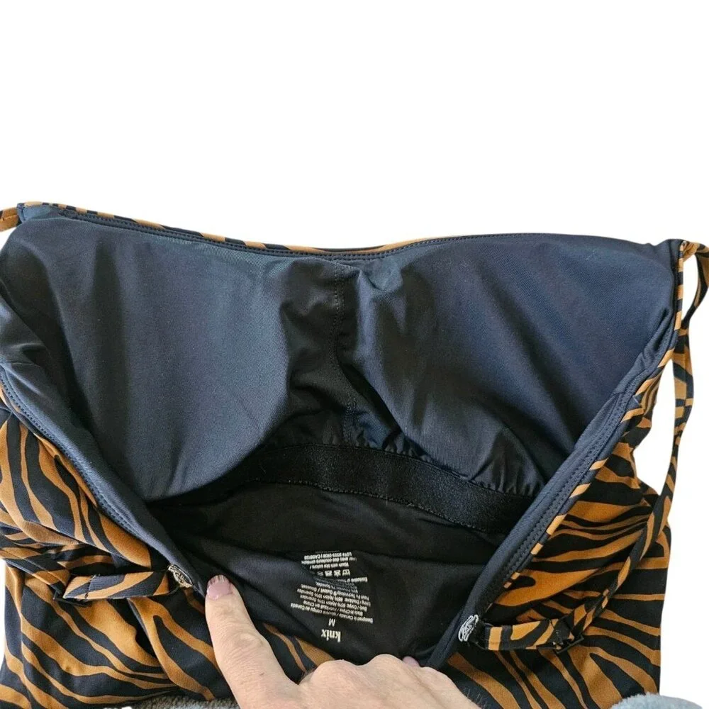 Knix Animal Print One Piece Classic Swimsuit Leakproof Tiger Print Sz M‎ Brown